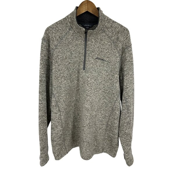 Eddie Bauer Gray 1/4 Zip Pullover Sweater Knit Long Sleeve Men's Size XL - Picture 1 of 9